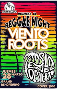 a poster for reggae night in the desert